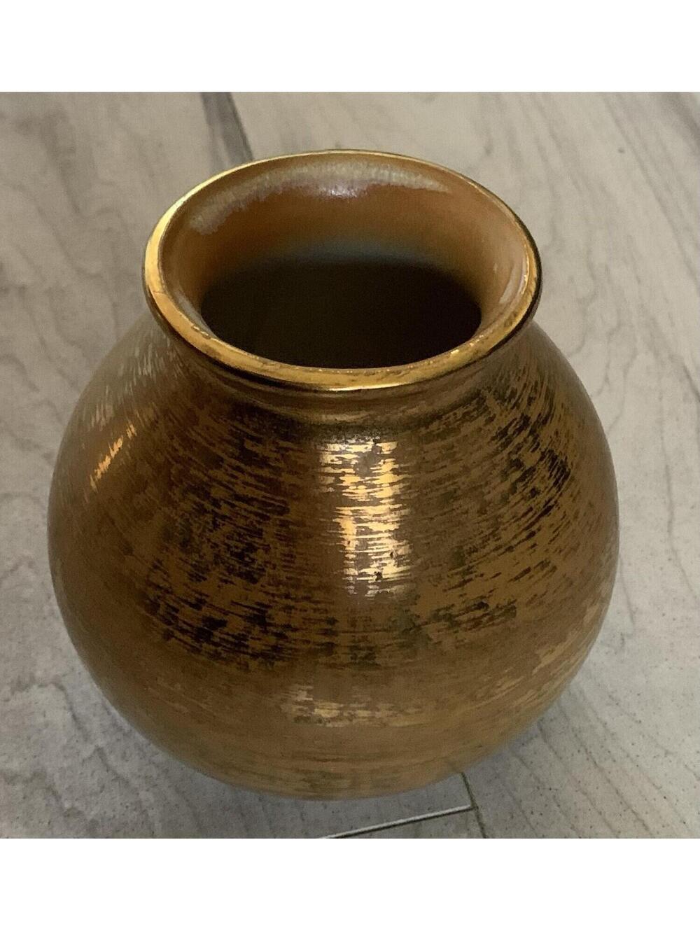 Stangl Pottery Granada Gold #3691 Short Vase NJ USA Vintage